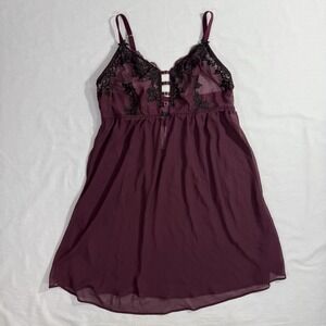 CACIQUE Purple Lace Babydoll Chemise Nightie Size 14/16 Lingerie Slip